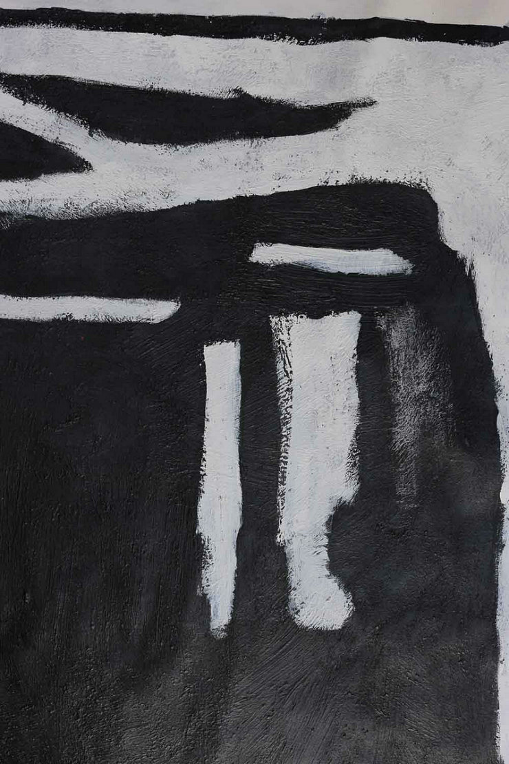 Hand Made Abstract Art,Oversized Minimal Black And White Painting - Artwork For Sale
